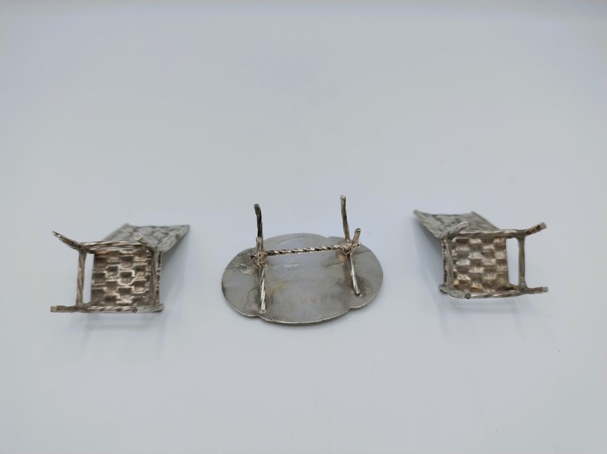 Zilveren miniatuur set tafel met stoelen, F.J. Treeling, Sneek, ca. 1895