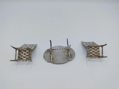 Zilveren miniatuur set tafel met stoelen, F.J. Treeling, Sneek, ca. 1895