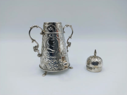 Zilveren miniatuur koffiekan met kraantje, H. Hooijkaas, Schoonhoven, ca. 1895