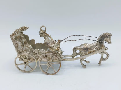 Zilveren miniatuur koets met paard, J.S. Zwanenburg, Sneek, ca. 1920
