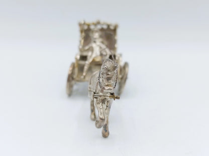 Zilveren miniatuur koets met paard, J.S. Zwanenburg, Sneek, ca. 1920