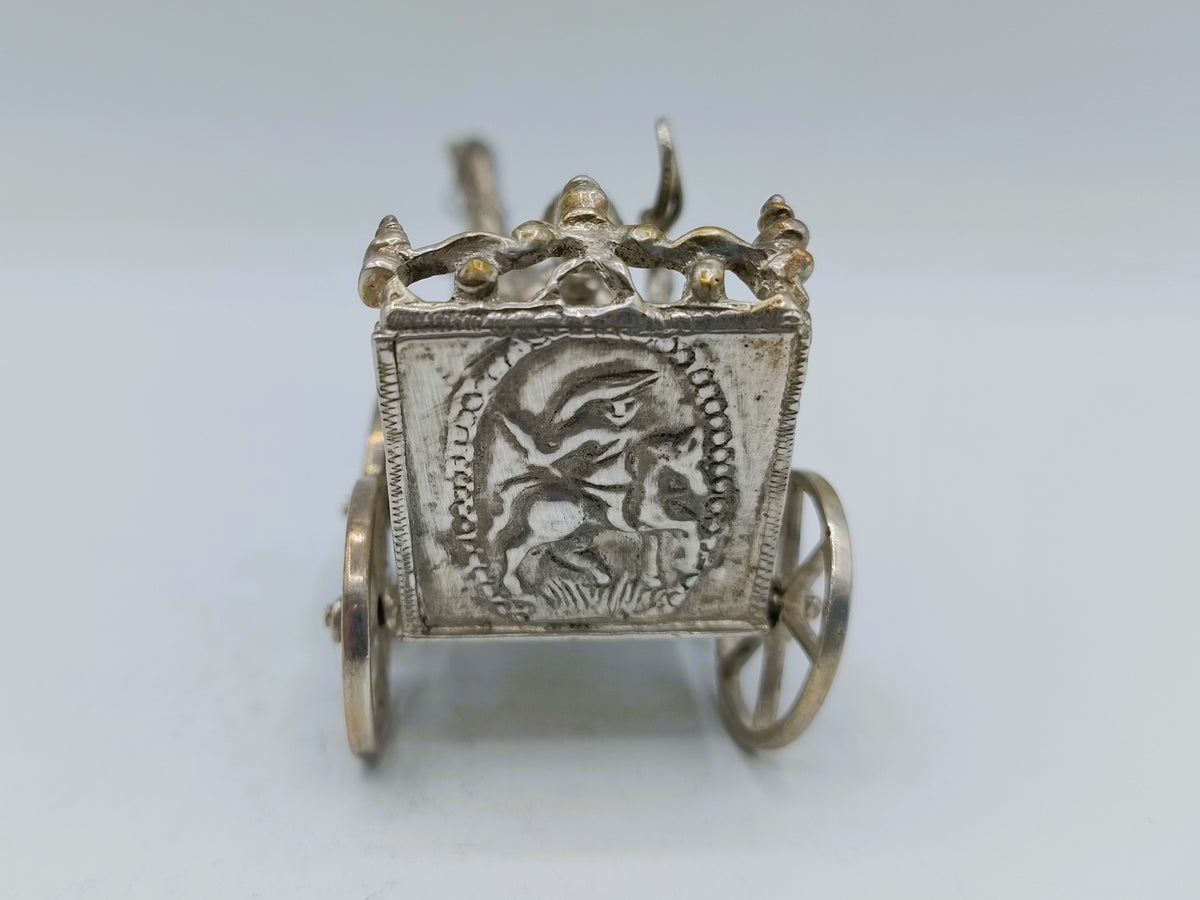 Zilveren miniatuur koets met paard, J.S. Zwanenburg, Sneek, ca. 1920