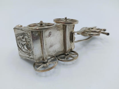 Zilveren miniatuur koets met paard, J.S. Zwanenburg, Sneek, ca. 1920
