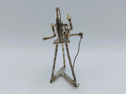 Zilveren miniatuur spinnenwiel, J.S. Zwanenburg, Sneek, ca. 1920