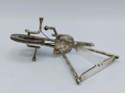 Zilveren miniatuur spinnenwiel, J.S. Zwanenburg, Sneek, ca. 1920