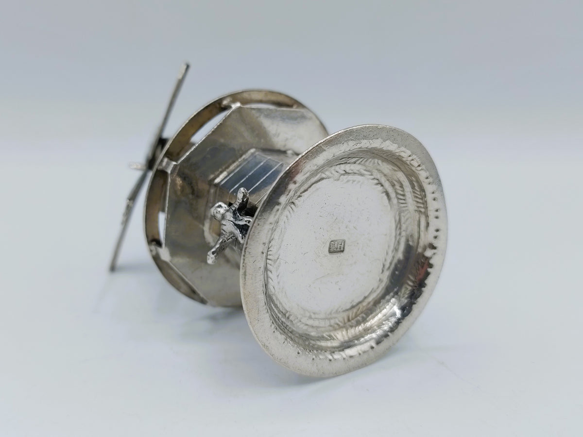 Zilveren miniatuur stellingmolen, H. Hooijkaas, Schoonhoven, ca. 1915