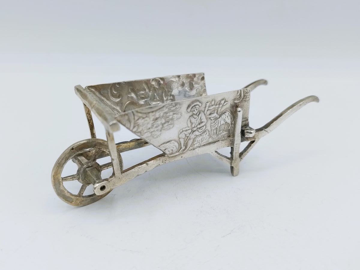 Zilveren miniatuur kruiwagen, H. Hooijkaas, Schoonhoven, 1899