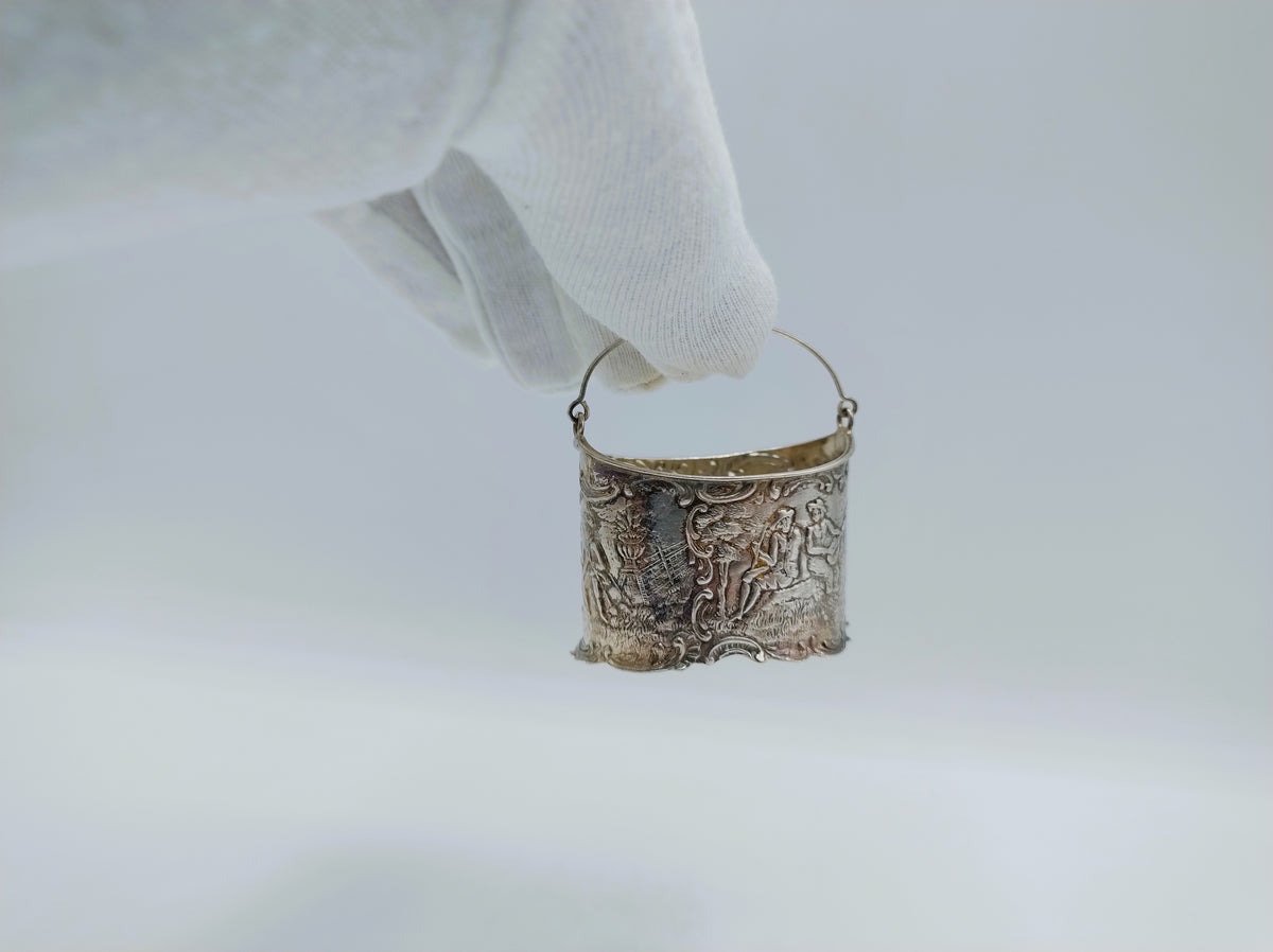 Zilveren miniatuur as- of koolbak, H. Hooijkaas, Schoonhoven, ca. 1920