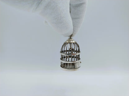 Zilveren miniatuur vogelkooi, J. Postmus, Hoorn, ca. 1920