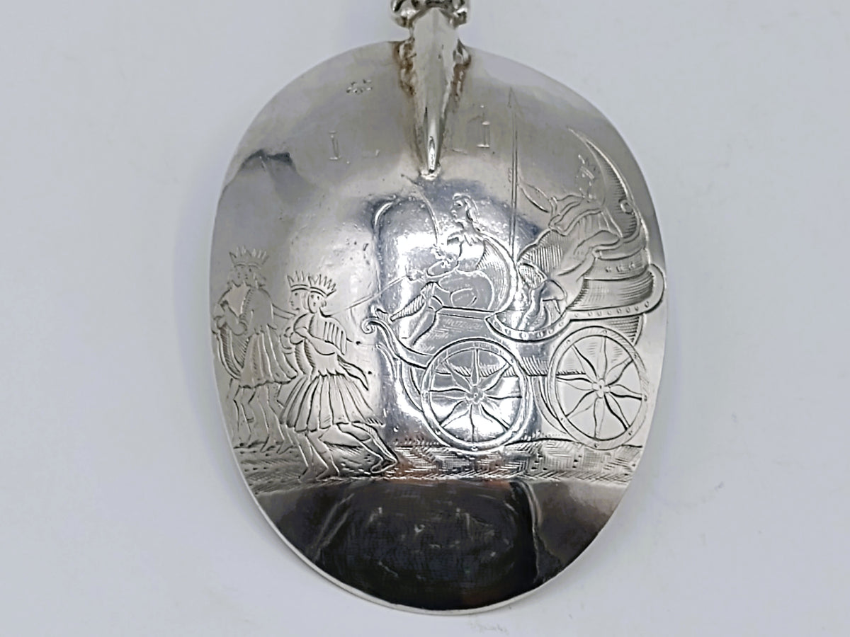 Zilveren gelegenheidslepel, Koningskoets, G.W. Pierkens, Bolsward, ca. 1700