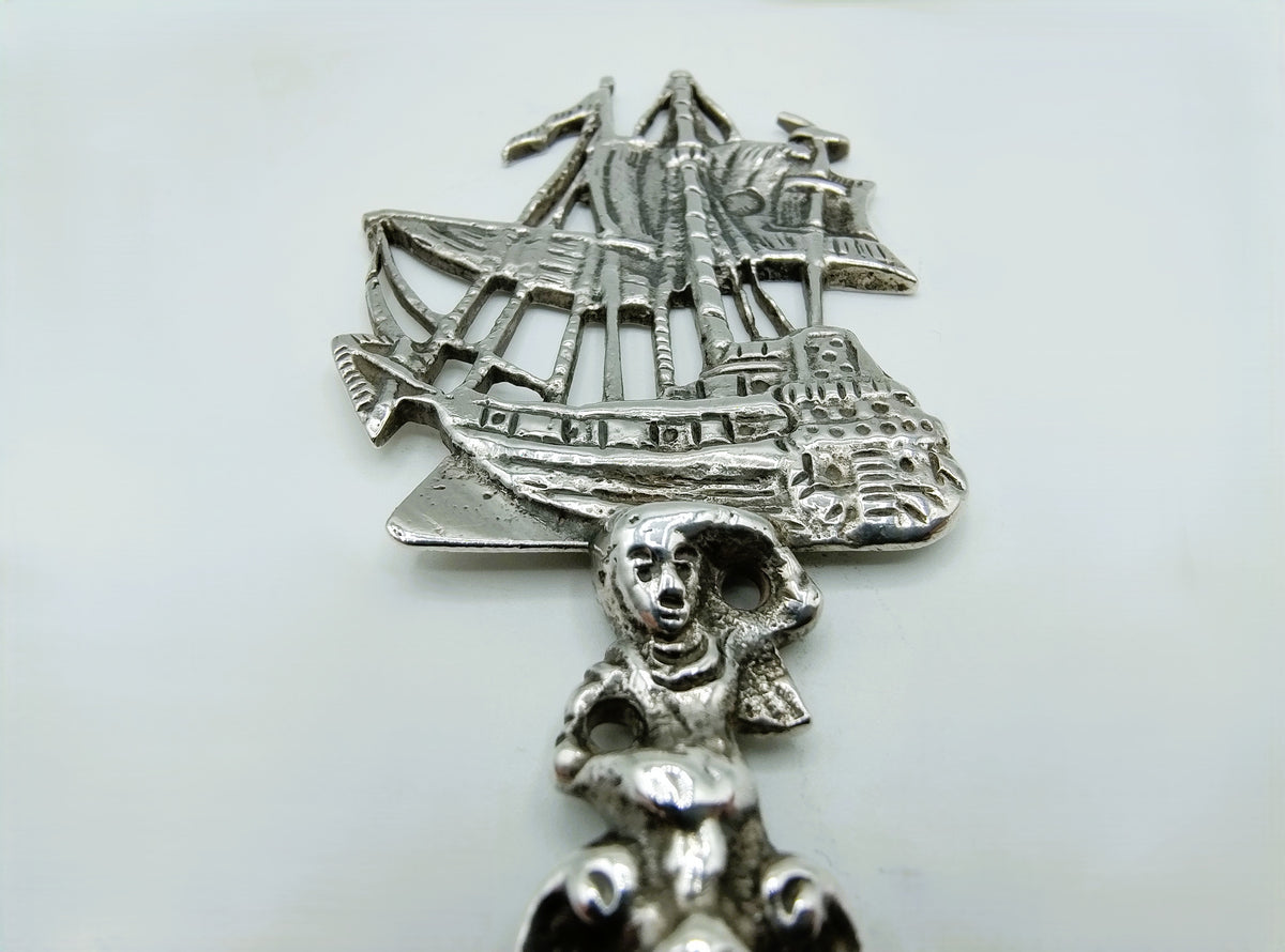 Zilveren sierlepel, VOC schip, C. Rietveld, Schoonhoven, 1909
