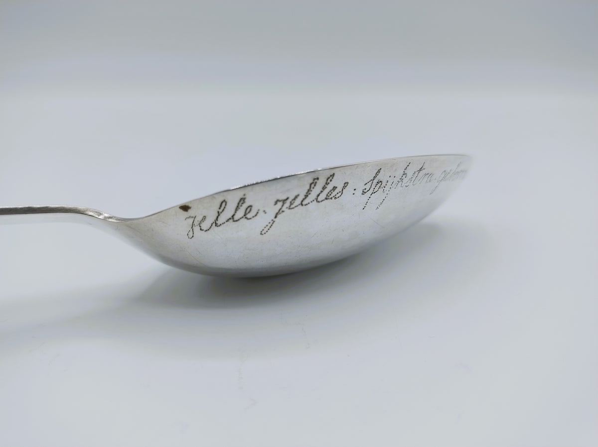 Zilveren geboortelepel, M. Warren, Sneek, 1836