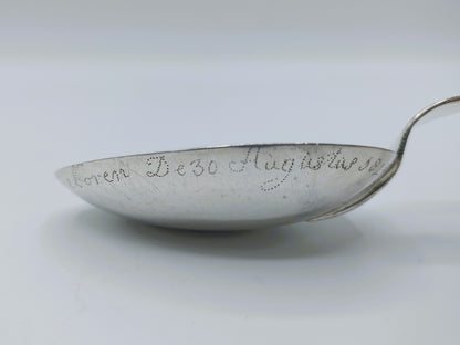 Zilveren geboortelepel, D. Haan, Sneek, 1824