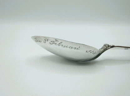 Zilveren geboortelepel, P.J. Bijlsma, Makkum, 1845