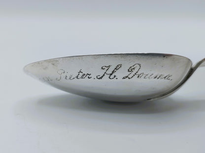 Zilveren geboortelepel, L. van Manen, Sneek, 1866