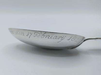 Zilveren geboortelepel, O. Swartwold, Leeuwarden, 1821