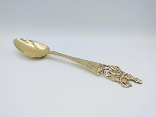 Vergulde Geboortelepel / Gedachtenislepel, P. Binkes, Sneek, 1873