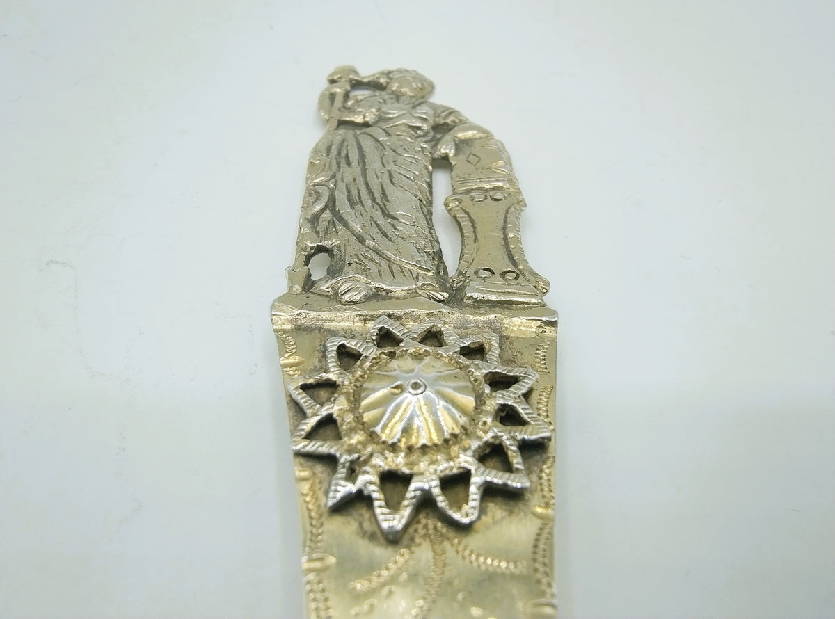 Vergulde zilveren geboortelepel, Wed. J. Fennema, Leeuwarden, 1852