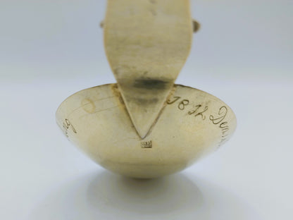 Vergulde zilveren geboortelepel, Wed. J. Fennema, Leeuwarden, 1852