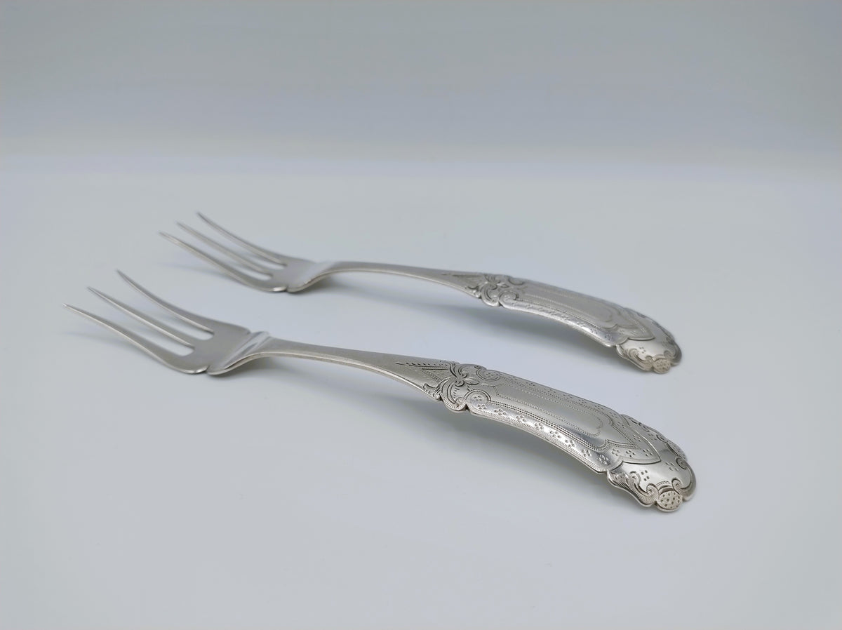 2 Zilveren vorken, W.F. Schuss, Amsterdam, 1870