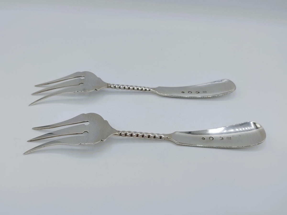 2 Zilveren vorken, J. Schijfsma Jz, Sneek, 1890