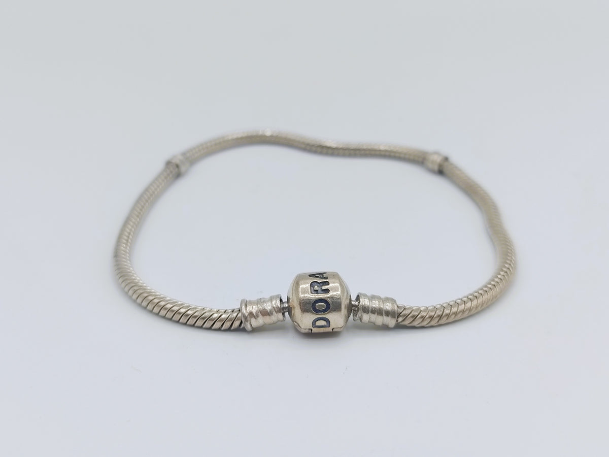 Zilveren pandora armband, 21,5 cm.