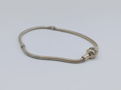 Zilveren pandora armband, 21,5 cm.
