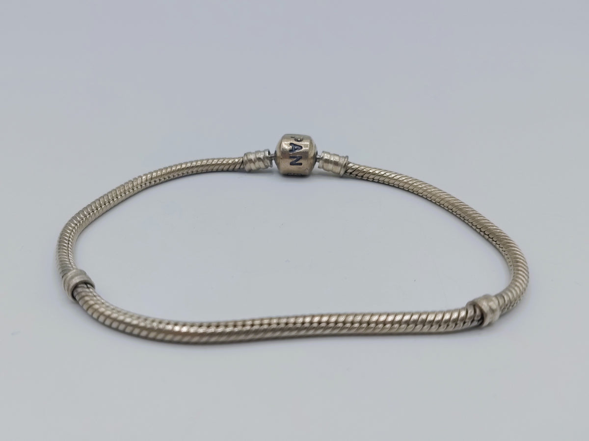 Zilveren pandora armband, 21,5 cm.
