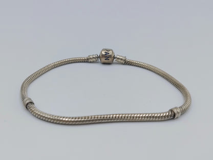 Zilveren pandora armband, 21,5 cm.
