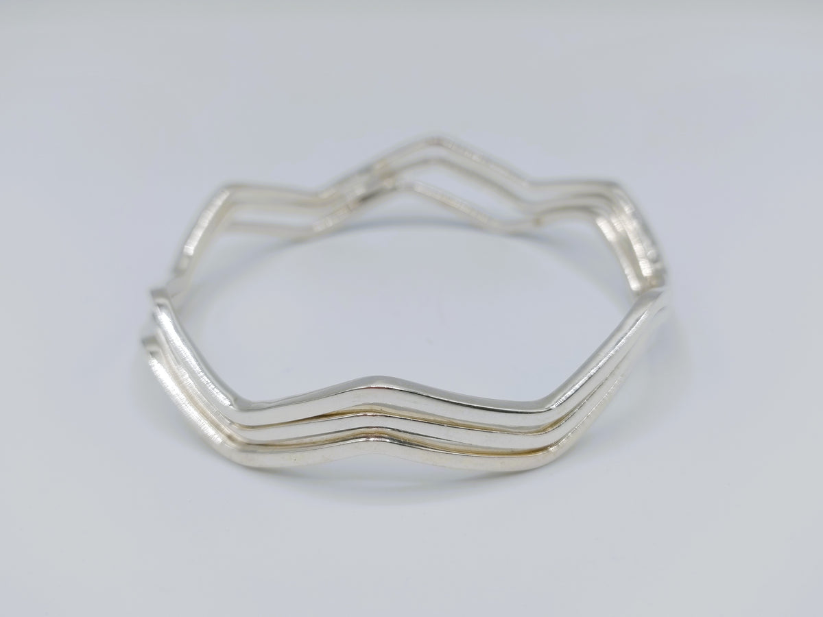 3 Stervormige zilveren armbanden, 925