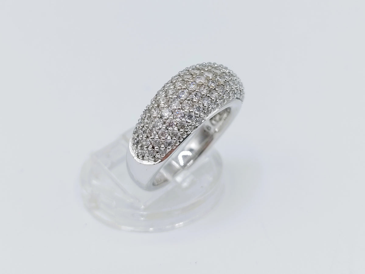 Zilveren ring bezet met zirkonia, 925, 18 mm