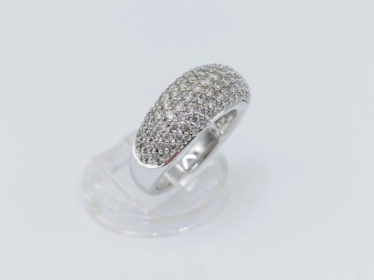 Zilveren ring bezet met zirkonia, 925, 18 mm