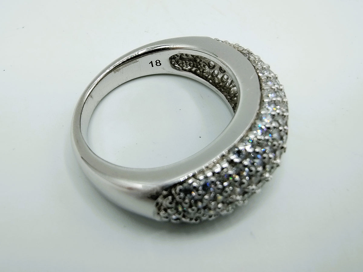 Zilveren ring bezet met zirkonia, 925, 18 mm
