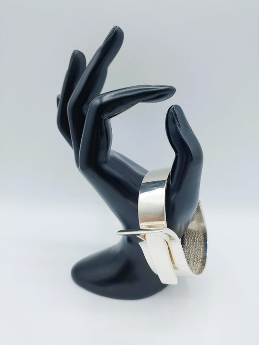 Zilveren brede armband met gesp sluiting, 925