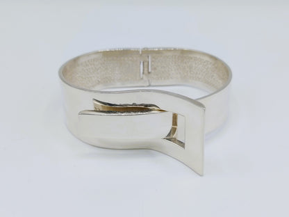 Zilveren brede armband met gesp sluiting, 925