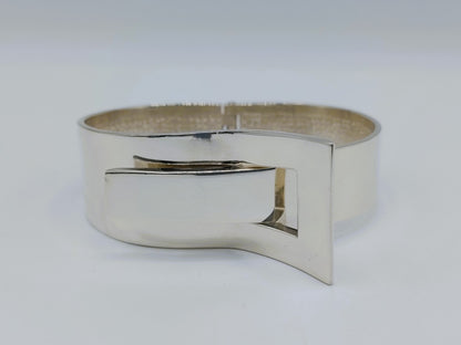 Zilveren brede armband met gesp sluiting, 925