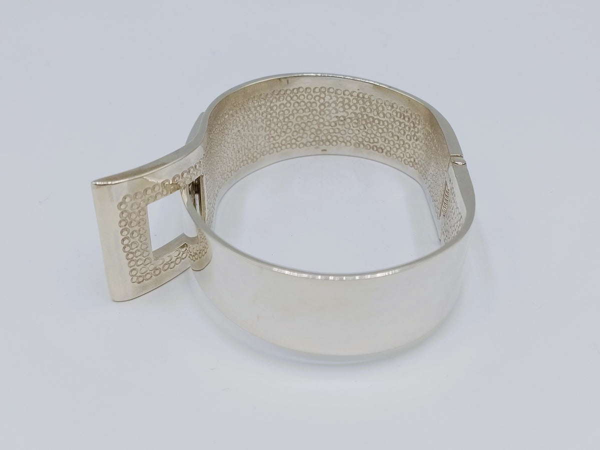 Zilveren brede armband met gesp sluiting, 925