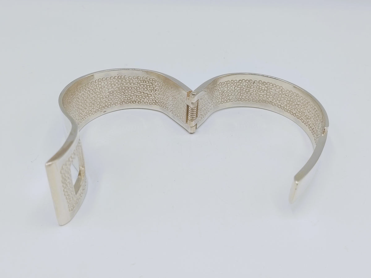 Zilveren brede armband met gesp sluiting, 925