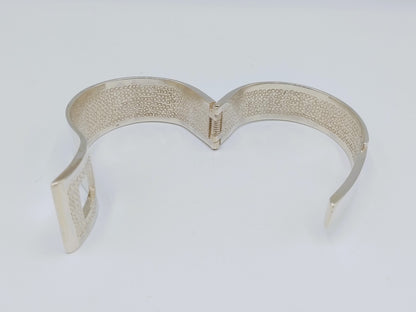 Zilveren brede armband met gesp sluiting, 925