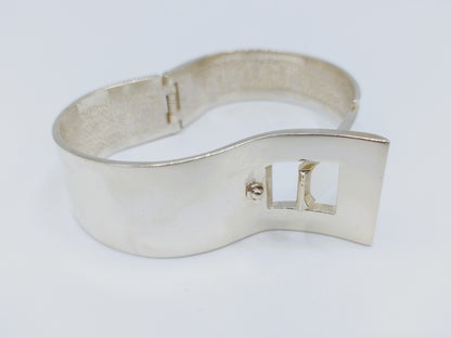 Zilveren brede armband met gesp sluiting, 925