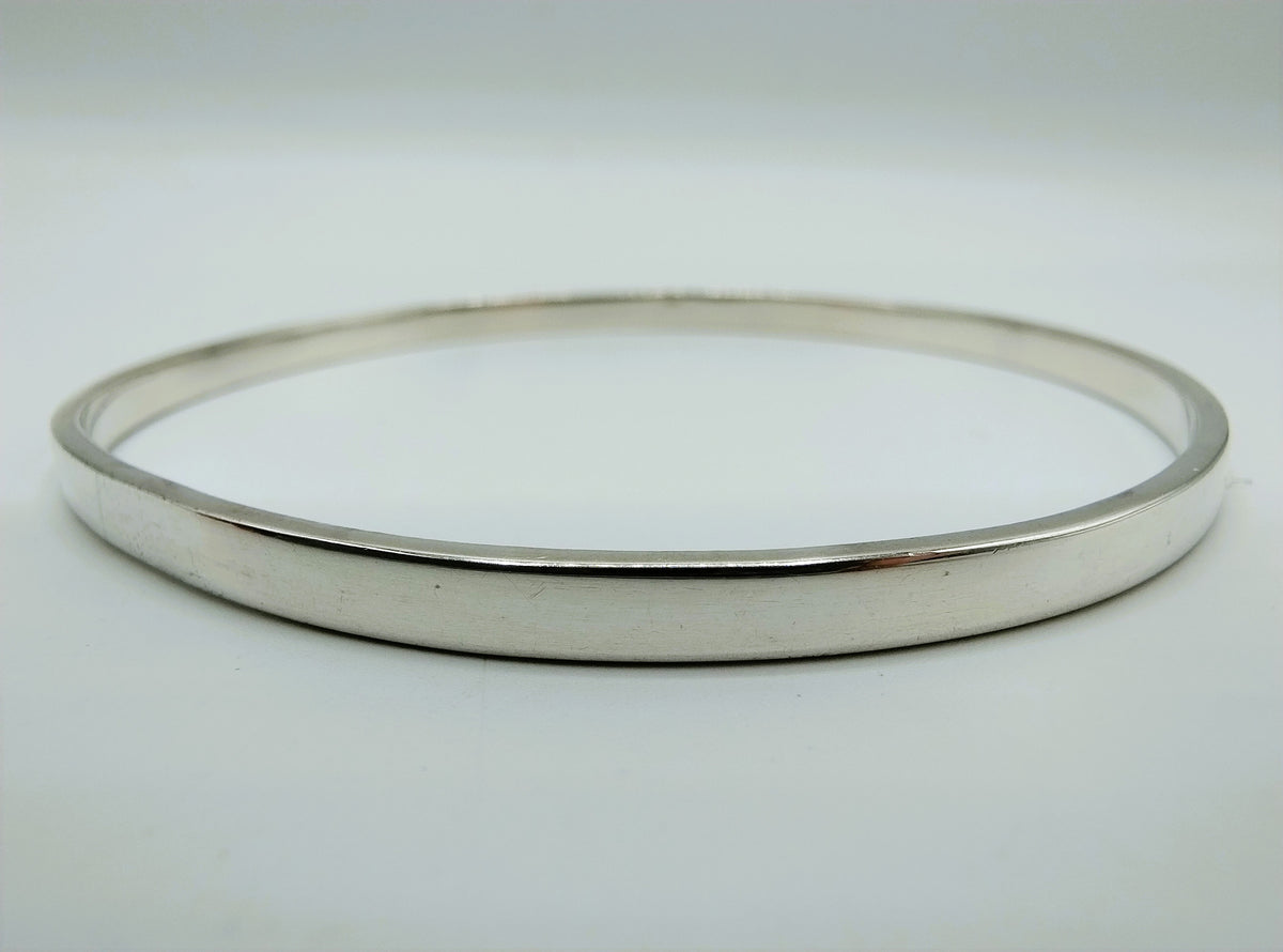 Zilveren slavenarmband 925, dunne ronde schakel met glanzende rand