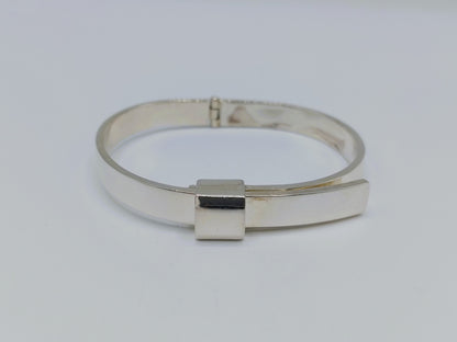 Zilveren scharnierarmband 925 met rechthoekige klem en open scharnier