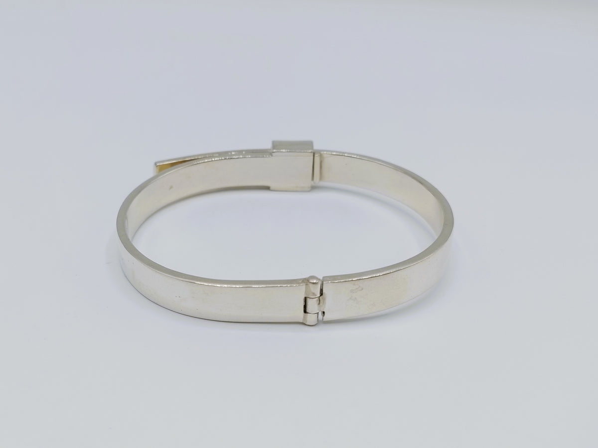 Zilveren scharnierarmband 925 met rechthoekige sluiting en open scharnier