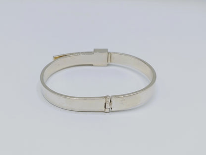 Zilveren scharnierarmband 925 met rechthoekige sluiting en open scharnier