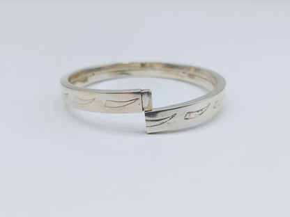 Zilveren vintage armband met golfmotief en sluitstuk