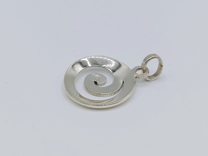 Zilveren 925 spiraal hanger met rond, gedraaid motief en oogje