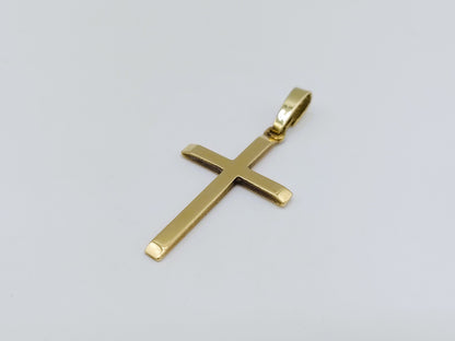 Gouden kruisvormige hanger met bevestigingsoog en opstaande rand