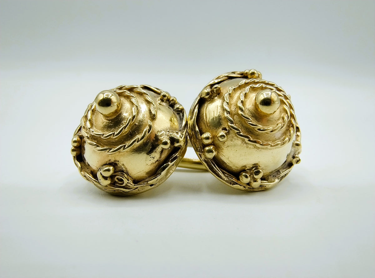 Zilveren keelknopen, goud verguld, volwassenen