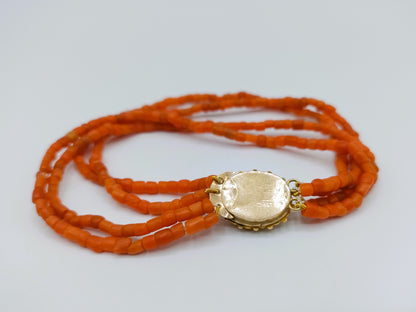 Bloedkoralen armband met gouden slot, 20 cm