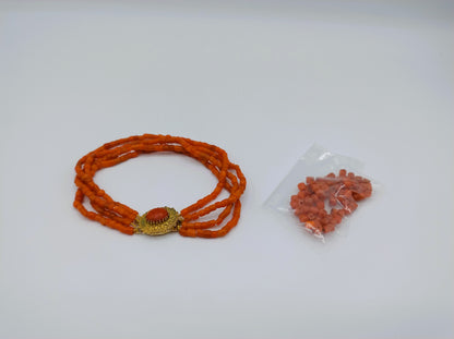 Bloedkoralen armband met gouden slot, 20 cm